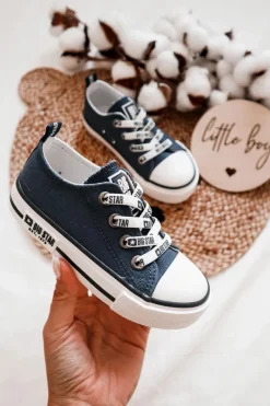 Discount Dziecięce Materiałowe Trampki BIG STAR KK374070 Granatowe Dzieci Chłopięce|Dziewczęce