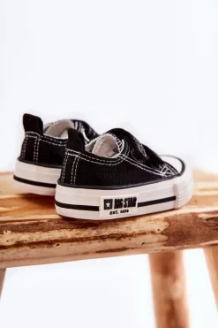 Online Big Star Shoes Dziecięce Materiałowe Trampki Na Rzep BIG STAR KK374074 Czarno-Białe Czarny
