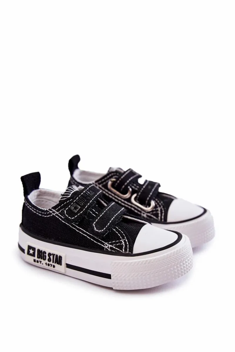 Online Big Star Shoes Dziecięce Materiałowe Trampki Na Rzep BIG STAR KK374074 Czarno-Białe Czarny