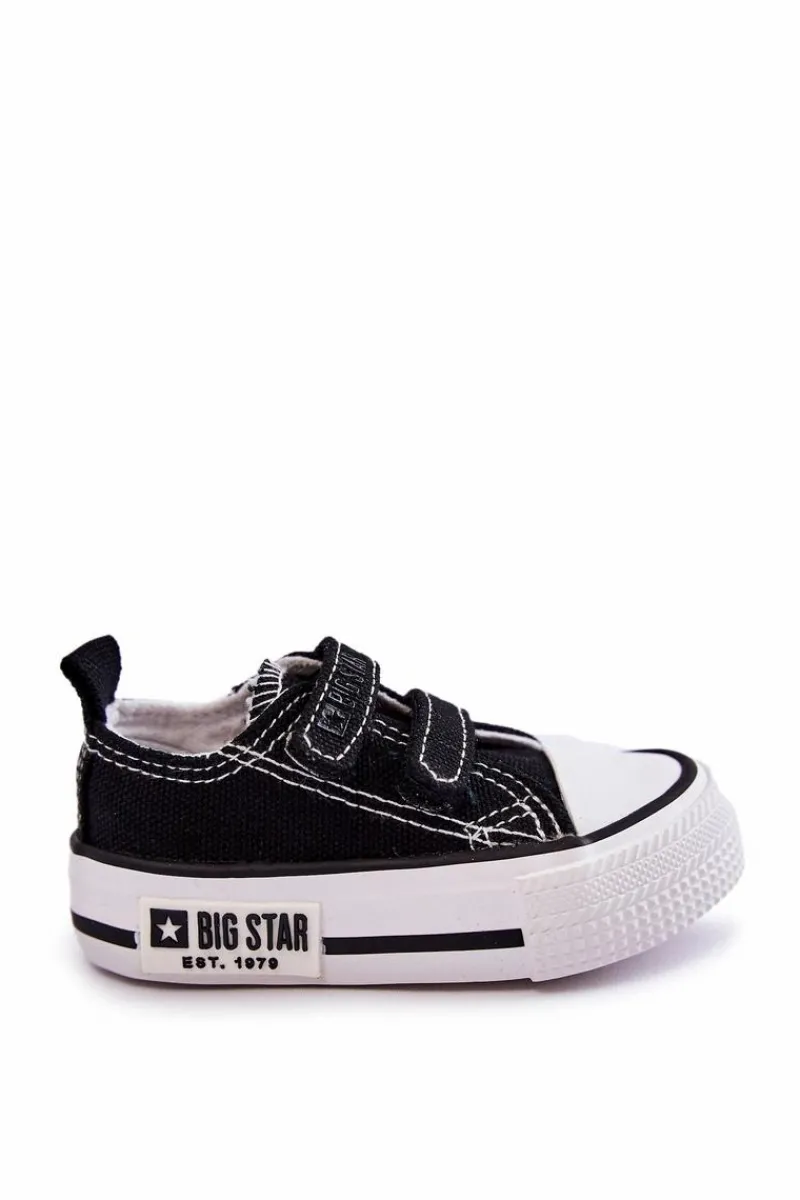 Online Big Star Shoes Dziecięce Materiałowe Trampki Na Rzep BIG STAR KK374074 Czarno-Białe Czarny