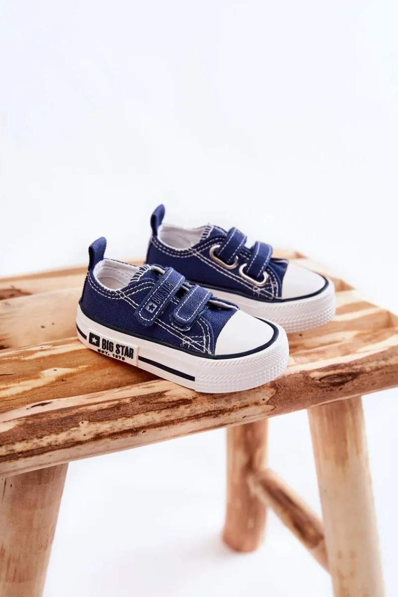 Chłopięce|Dziewczęce>Big Star Shoes Dziecięce Materiałowe Trampki Na Rzep BIG STAR KK374081 Granatowe