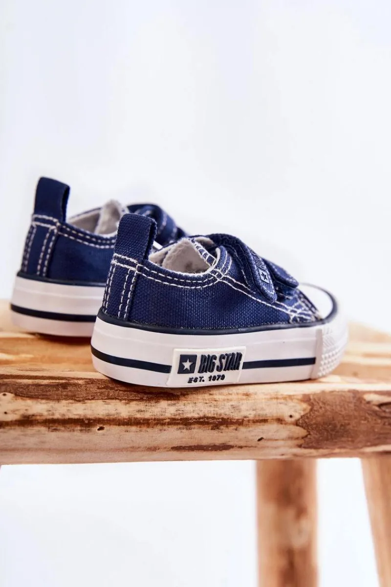 Chłopięce|Dziewczęce>Big Star Shoes Dziecięce Materiałowe Trampki Na Rzep BIG STAR KK374081 Granatowe
