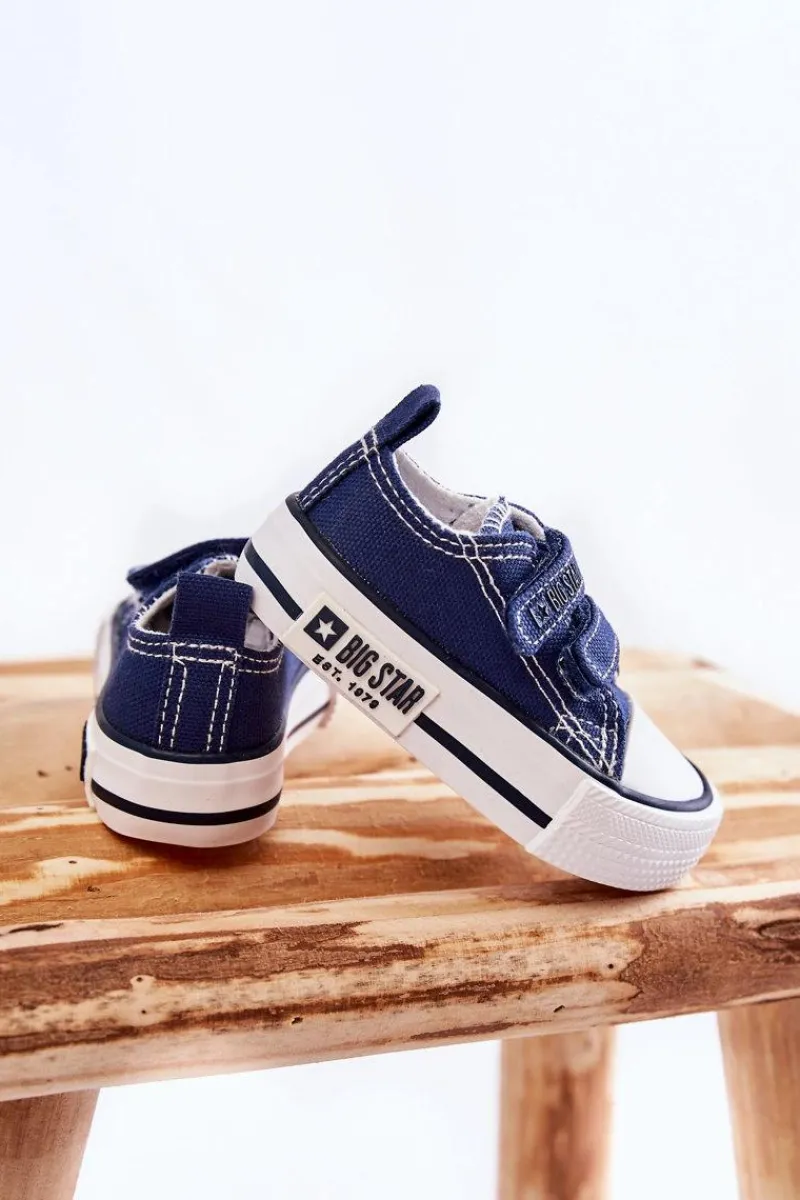 Chłopięce|Dziewczęce>Big Star Shoes Dziecięce Materiałowe Trampki Na Rzep BIG STAR KK374081 Granatowe