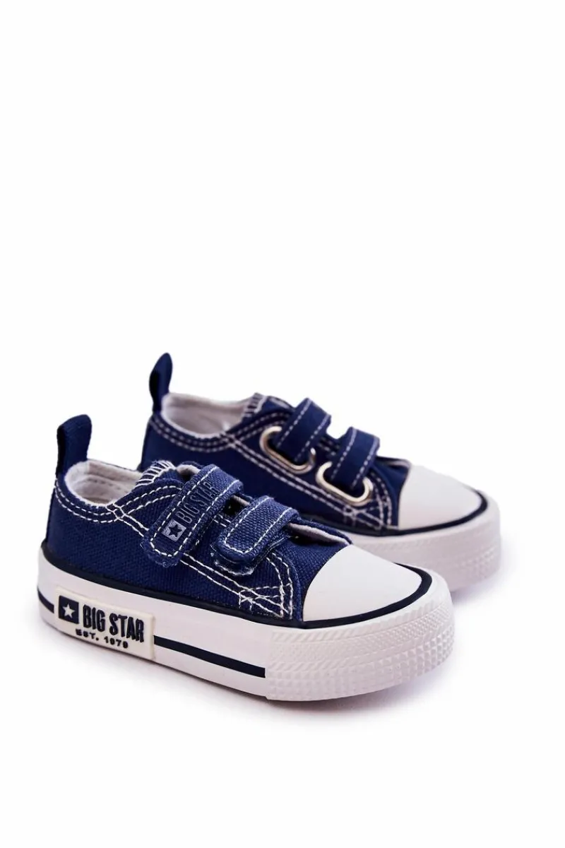 Chłopięce|Dziewczęce>Big Star Shoes Dziecięce Materiałowe Trampki Na Rzep BIG STAR KK374081 Granatowe
