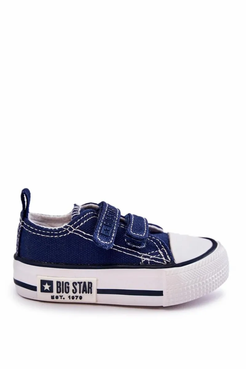 Chłopięce|Dziewczęce>Big Star Shoes Dziecięce Materiałowe Trampki Na Rzep BIG STAR KK374081 Granatowe