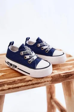 Big Star Shoes Dziecięce Materiałowe Trampki BIG STAR KK374050 Granatowe Niebieski