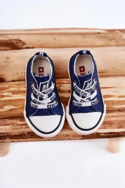 Big Star Shoes Dziecięce Materiałowe Trampki BIG STAR KK374050 Granatowe Niebieski