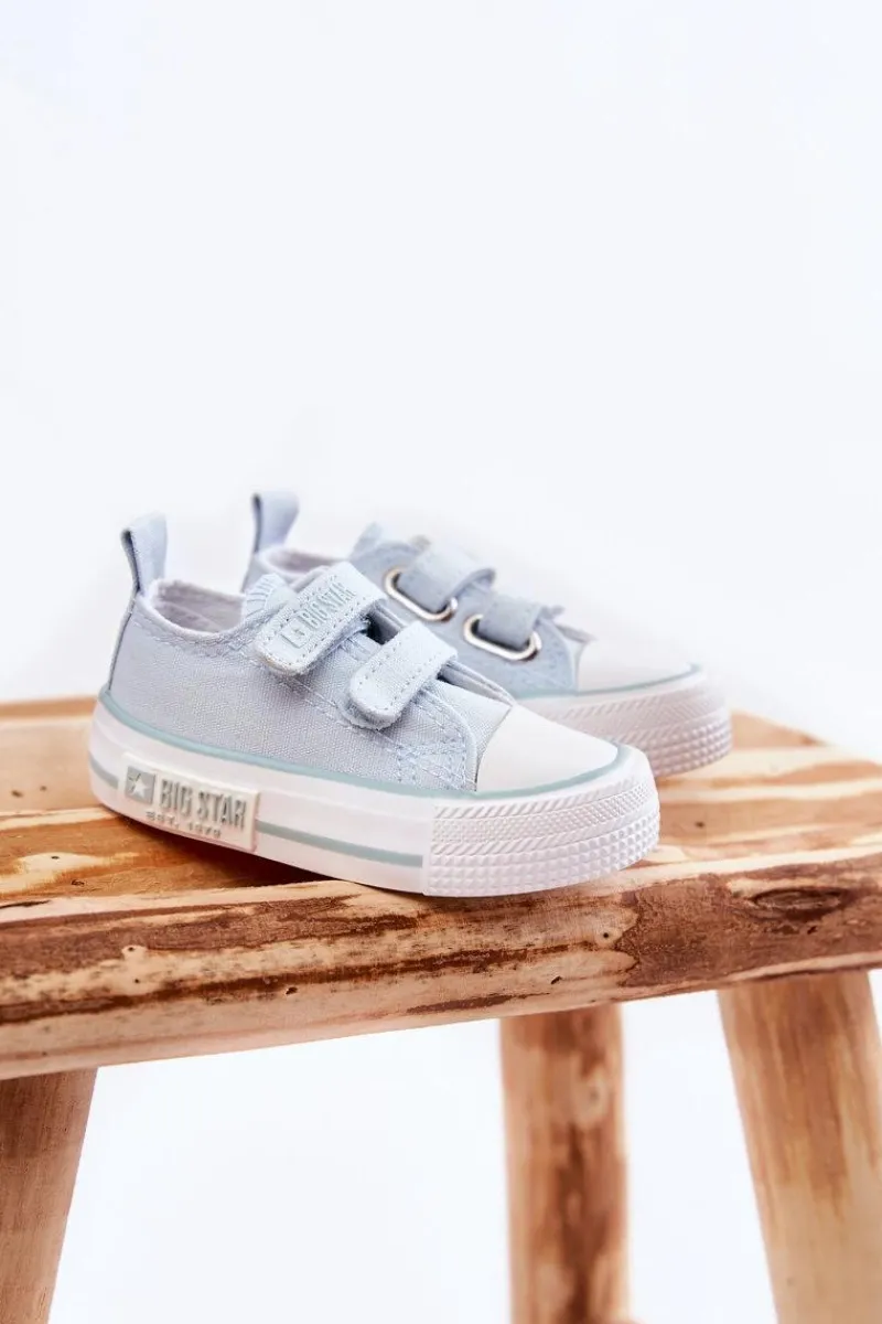 Hot Big Star Shoes Dziecięce Materiałowe Trampki Na Rzep BIG STAR KK374078 e Niebieski