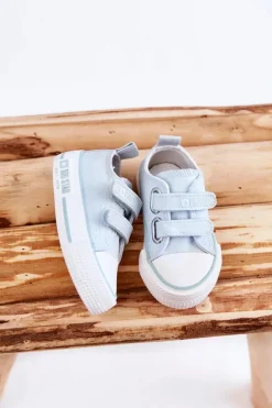 Hot Big Star Shoes Dziecięce Materiałowe Trampki Na Rzep BIG STAR KK374078 e Niebieski