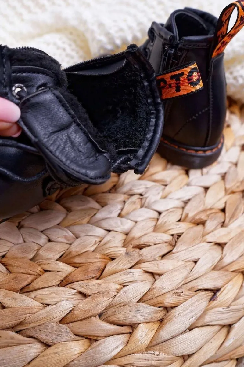 Discount Boto Dziecięce Młodzieżowe Botki Ocieplane z Suwakiem Czarne Goopy