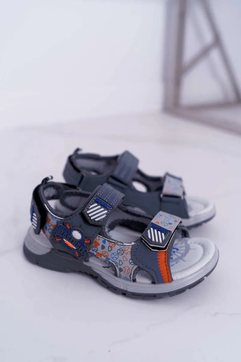 Discount Dziecięce Młodzieżowe Chłopięce Sandały Na Rzepy Szare Reksio Męskie Chłopięce|Sandały Męskie