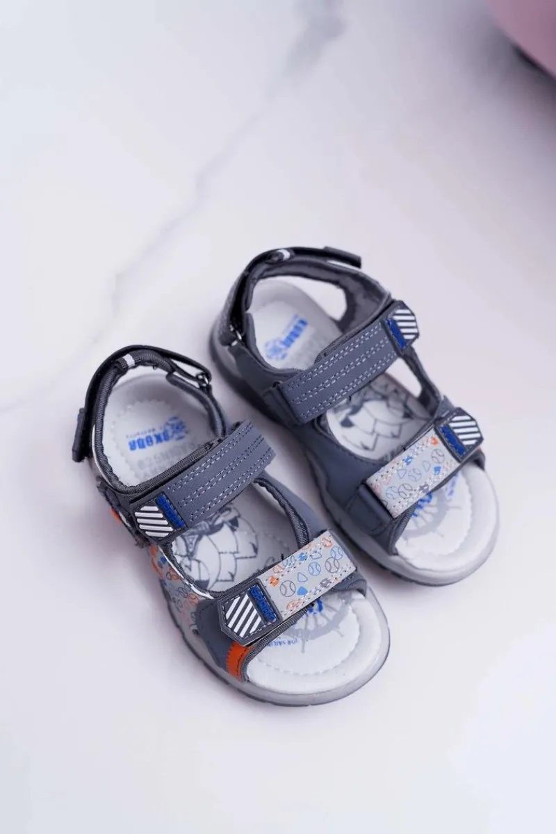 Discount Dziecięce Młodzieżowe Chłopięce Sandały Na Rzepy Szare Reksio Męskie Chłopięce|Sandały Męskie