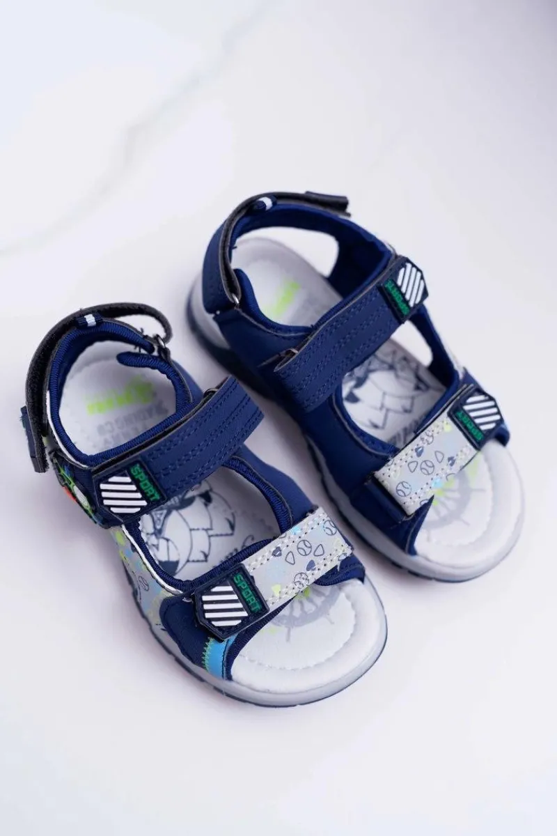 Chłopięce|Sandały Męskie>Boto Dziecięce Młodzieżowe Chłopięce Sandały Na Rzepy Granatowe Reksio