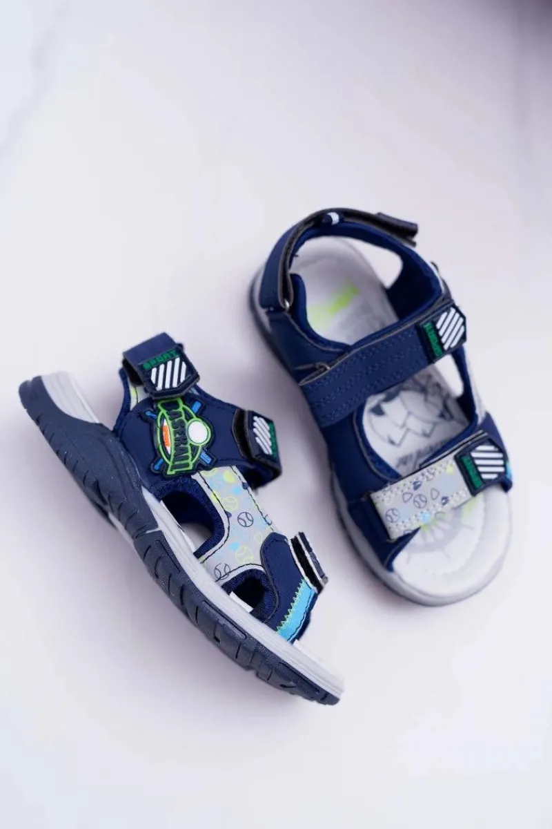 Chłopięce|Sandały Męskie>Boto Dziecięce Młodzieżowe Chłopięce Sandały Na Rzepy Granatowe Reksio
