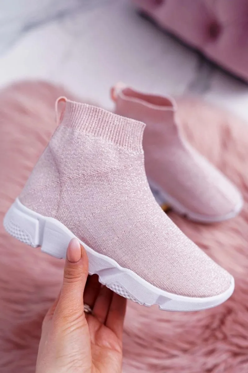 Clearance Dziecięce Młodzieżowe Obuwie Sportowe Brokatowe Różowe Deva Dzieci Dziewczęce