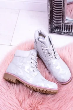 Best Dziecięce Młodzieżowe Ocieplane Szare Botki Traperki MoroStyle Dzieci Chłopięce|Dziewczęce