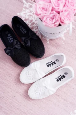 Online Dziecięce Młodzieżowe Tenisówki Koronkowe Czarne Dudi Dzieci Dziewczęce