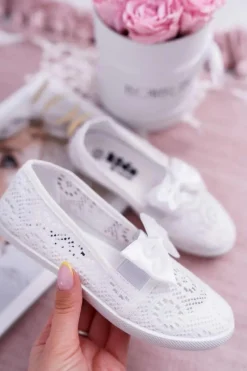 Best Boto Dziecięce Młodzieżowe Tenisówki Koronkowe Białe Dudi