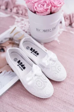 Best Boto Dziecięce Młodzieżowe Tenisówki Koronkowe Białe Dudi