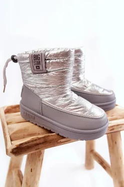 Sale Big Star Shoes Dziecięce Śniegowce Big Star KK374218 Szaro-Srebrne Srebrny