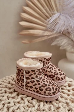 Dziewczęce>Boto Dziecięce Śniegowce Botki Ocieplane W Panterkę Brązowe Nallita