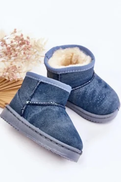 Dziewczęce|Dziewczęce>Boto Dziecięce Śniegowce Botki Z Brokatem Niebieskie Sulinne