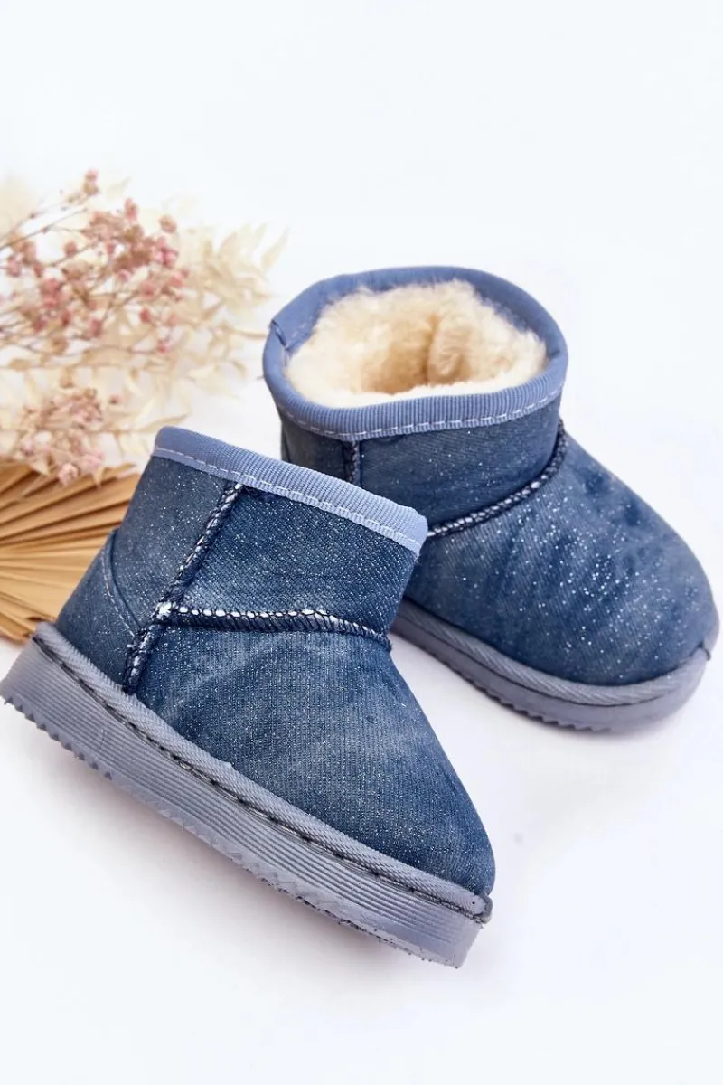 Dziewczęce|Dziewczęce>Boto Dziecięce Śniegowce Botki Z Brokatem Niebieskie Sulinne