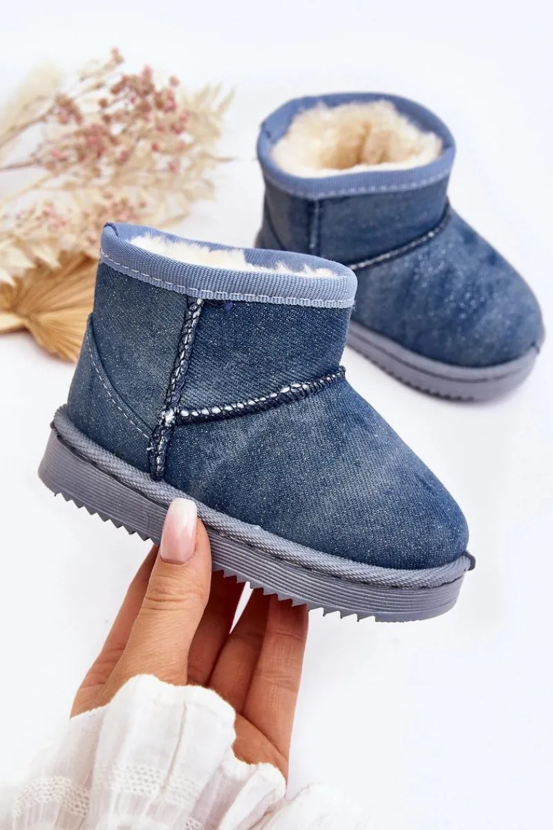 Dziewczęce|Dziewczęce>Boto Dziecięce Śniegowce Botki Z Brokatem Niebieskie Sulinne