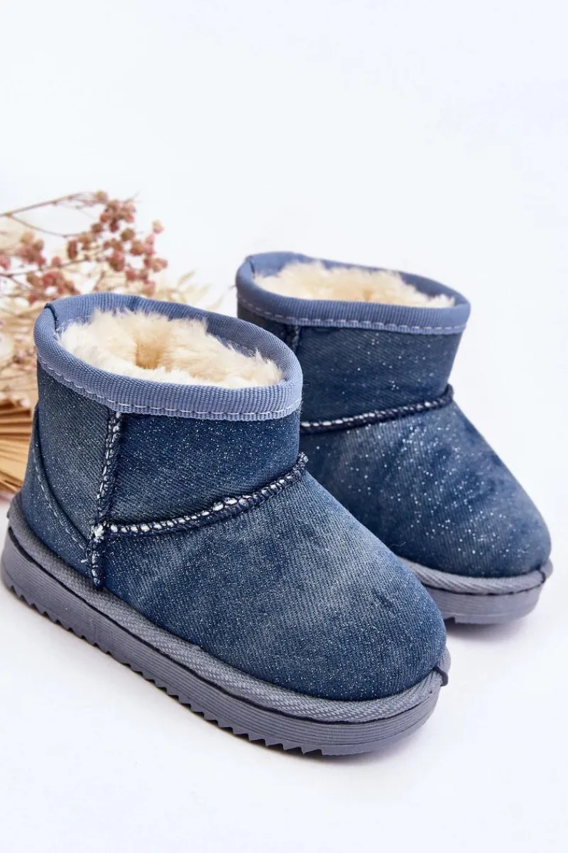 Dziewczęce|Dziewczęce>Boto Dziecięce Śniegowce Botki Z Brokatem Niebieskie Sulinne