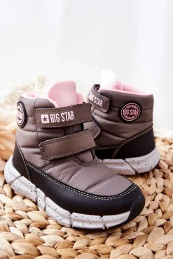 Best Dziecięce Śniegowce Memory Foam Big Star II374071 Szare Dzieci Dziewczęce|Dziewczęce