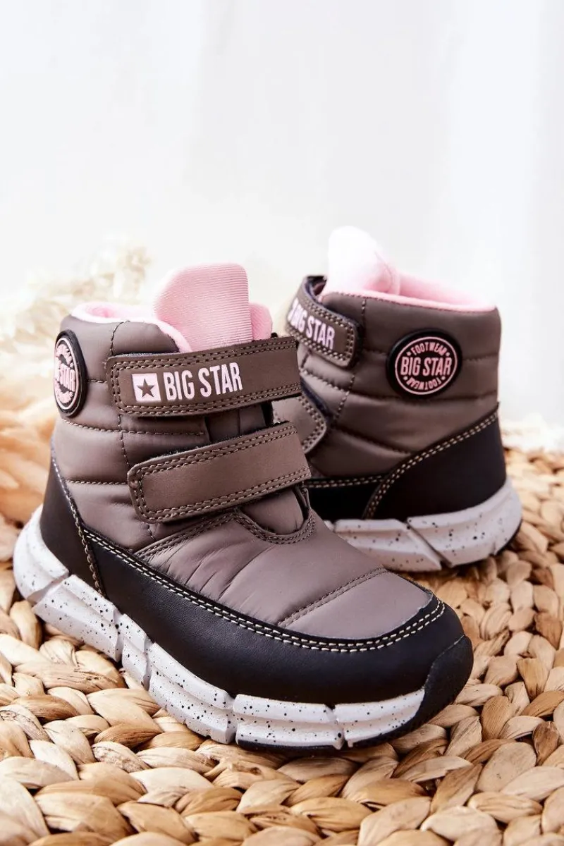 Best Dziecięce Śniegowce Memory Foam Big Star II374071 Szare Dzieci Dziewczęce|Dziewczęce