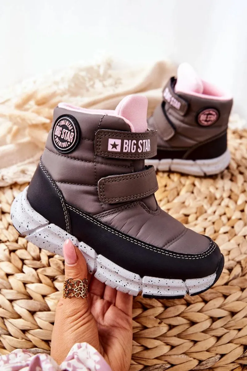 Best Dziecięce Śniegowce Memory Foam Big Star II374071 Szare Dzieci Dziewczęce|Dziewczęce