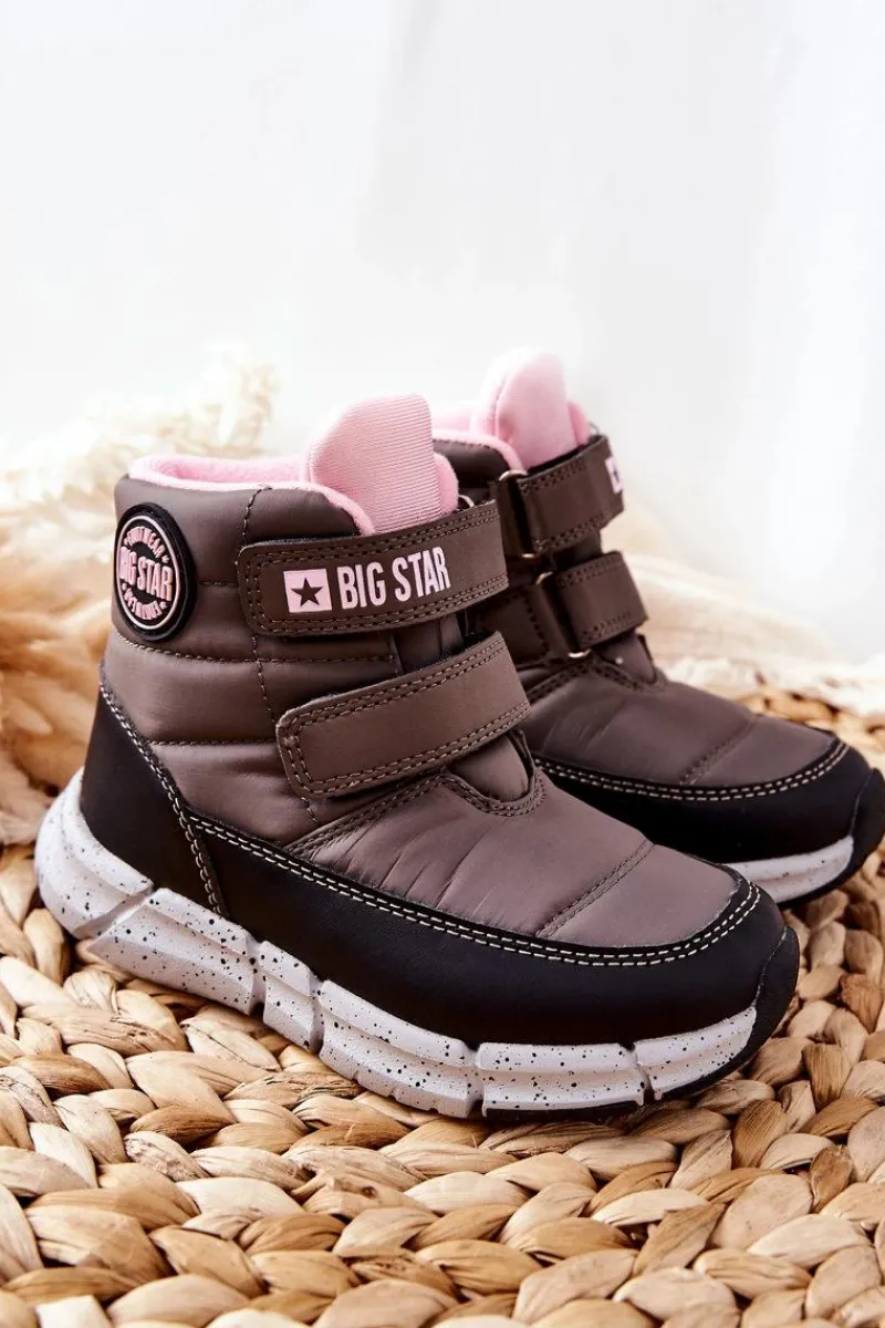 Best Dziecięce Śniegowce Memory Foam Big Star II374071 Szare Dzieci Dziewczęce|Dziewczęce