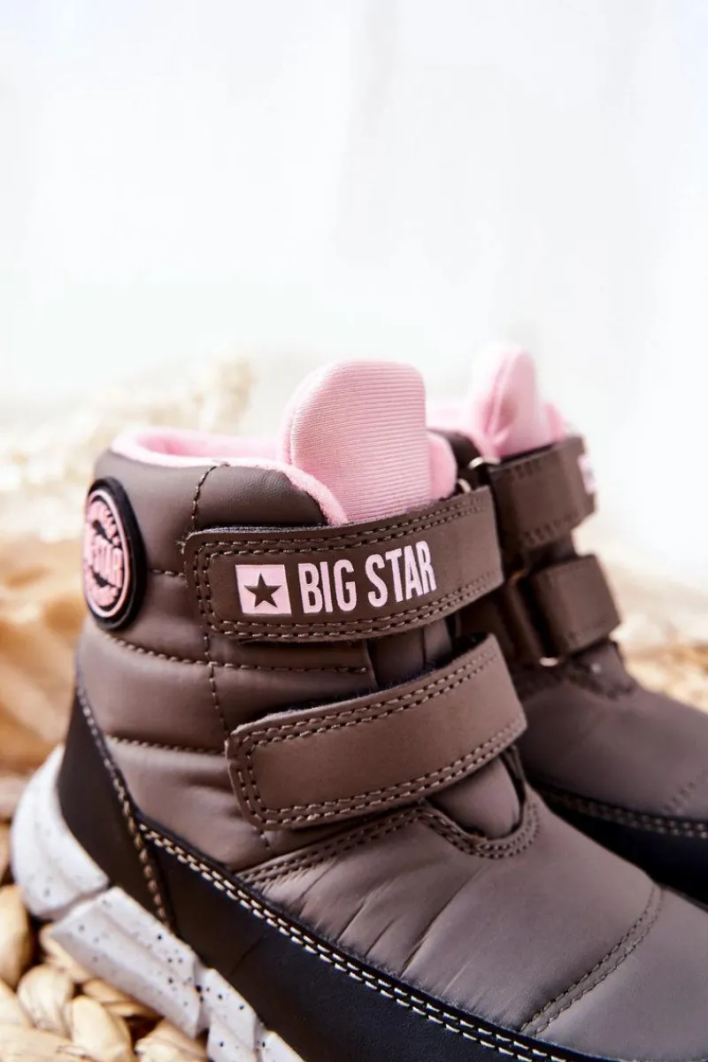 Best Dziecięce Śniegowce Memory Foam Big Star II374071 Szare Dzieci Dziewczęce|Dziewczęce