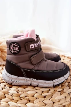 Best Dziecięce Śniegowce Memory Foam Big Star II374071 Szare Dzieci Dziewczęce|Dziewczęce