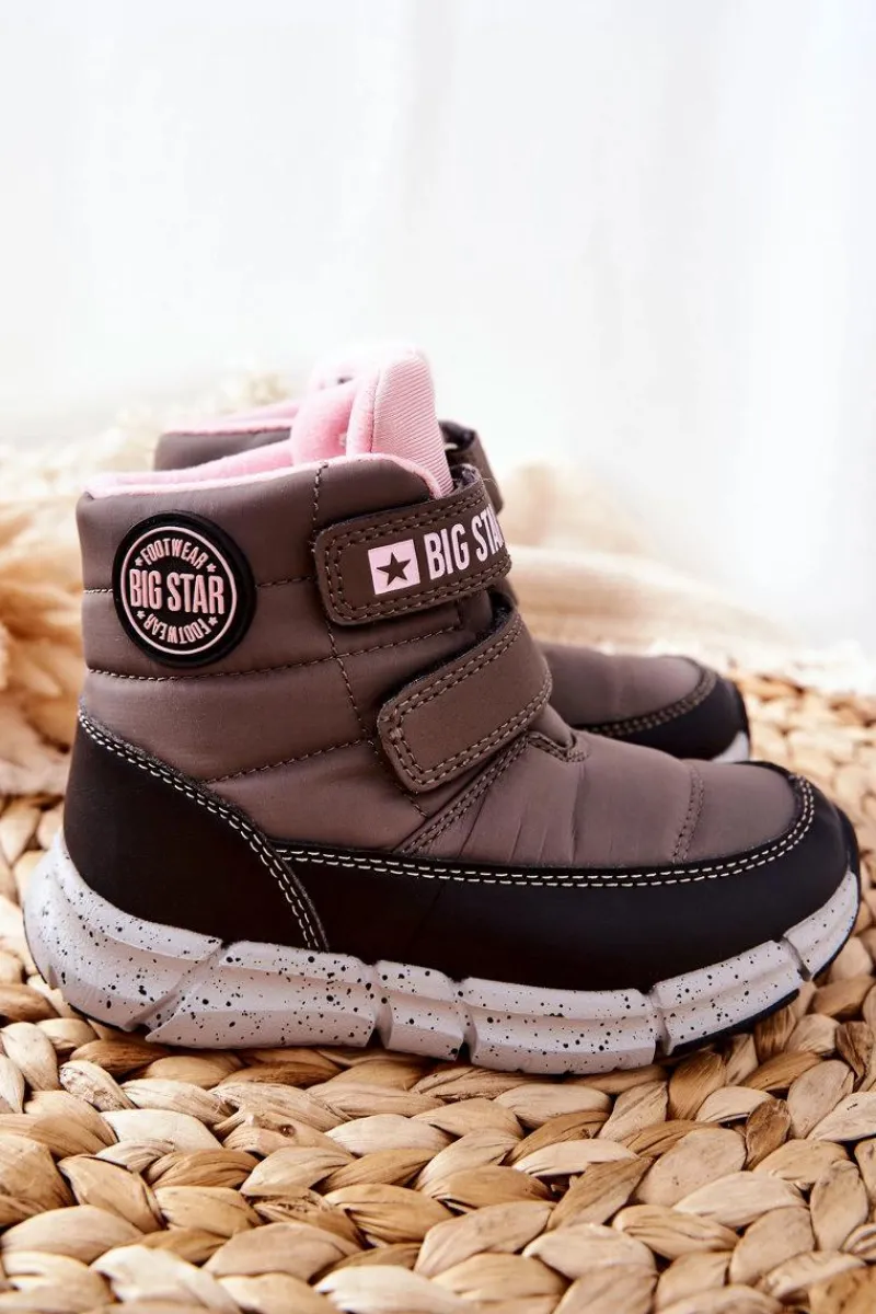 Best Dziecięce Śniegowce Memory Foam Big Star II374071 Szare Dzieci Dziewczęce|Dziewczęce