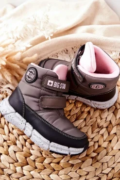 Best Dziecięce Śniegowce Memory Foam Big Star II374071 Szare Dzieci Dziewczęce|Dziewczęce