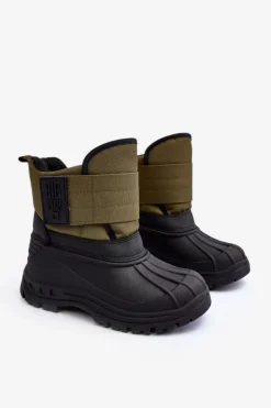 New Dziecięce Śniegowce Na Rzep Ocieplane Khaki Big Star MM374123 Dzieci Chłopięce|Chłopięce