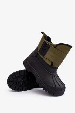 New Dziecięce Śniegowce Na Rzep Ocieplane Khaki Big Star MM374123 Dzieci Chłopięce|Chłopięce