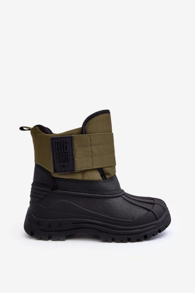 New Dziecięce Śniegowce Na Rzep Ocieplane Khaki Big Star MM374123 Dzieci Chłopięce|Chłopięce