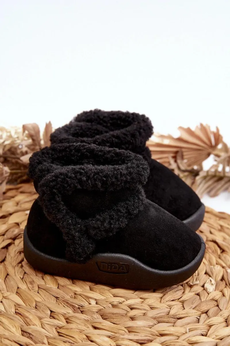 Outlet Dziecięce Śniegowce Na Rzep Czarne Unitia Dzieci Chłopięce|Dziewczęce