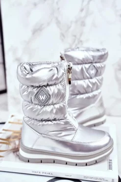 Sale Boto Dziecięce Śniegowce Ocieplane Wełną Srebrne Mumm