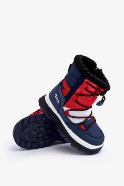 Outlet Big Star Shoes Dziecięce Śniegowce Ocieplane Na Suwak Granatowe Big Star MM374194 Niebieski