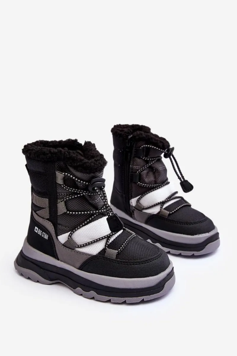 Hot Big Star Shoes Dziecięce Śniegowce Ocieplane Na Suwak Czarne Big Star MM374193