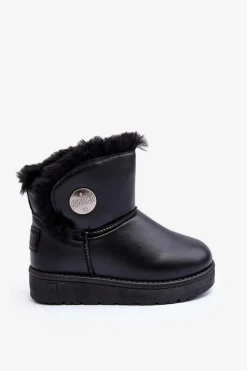 Clearance Big Star Shoes Dziecięce Śniegowce Ocieplane Futerkiem Czarne Big Star MM374082 Czarny