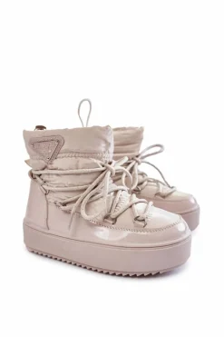 Online Dziecięce Śniegowce Ocieplane Sznurowane Beżowe Colina Dzieci Dziewczęce