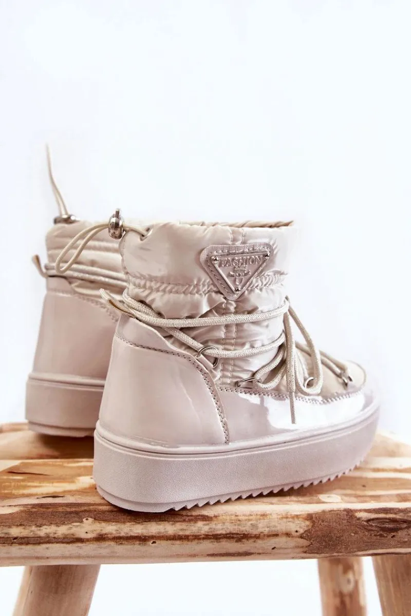 Online Dziecięce Śniegowce Ocieplane Sznurowane Beżowe Colina Dzieci Dziewczęce