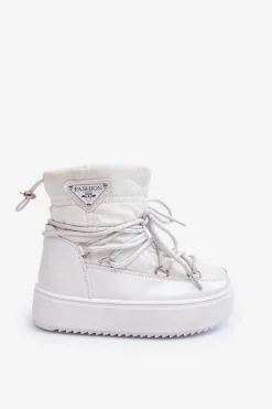 Hot Boto Dziecięce Śniegowce Ocieplane Sznurowane Białe Colina