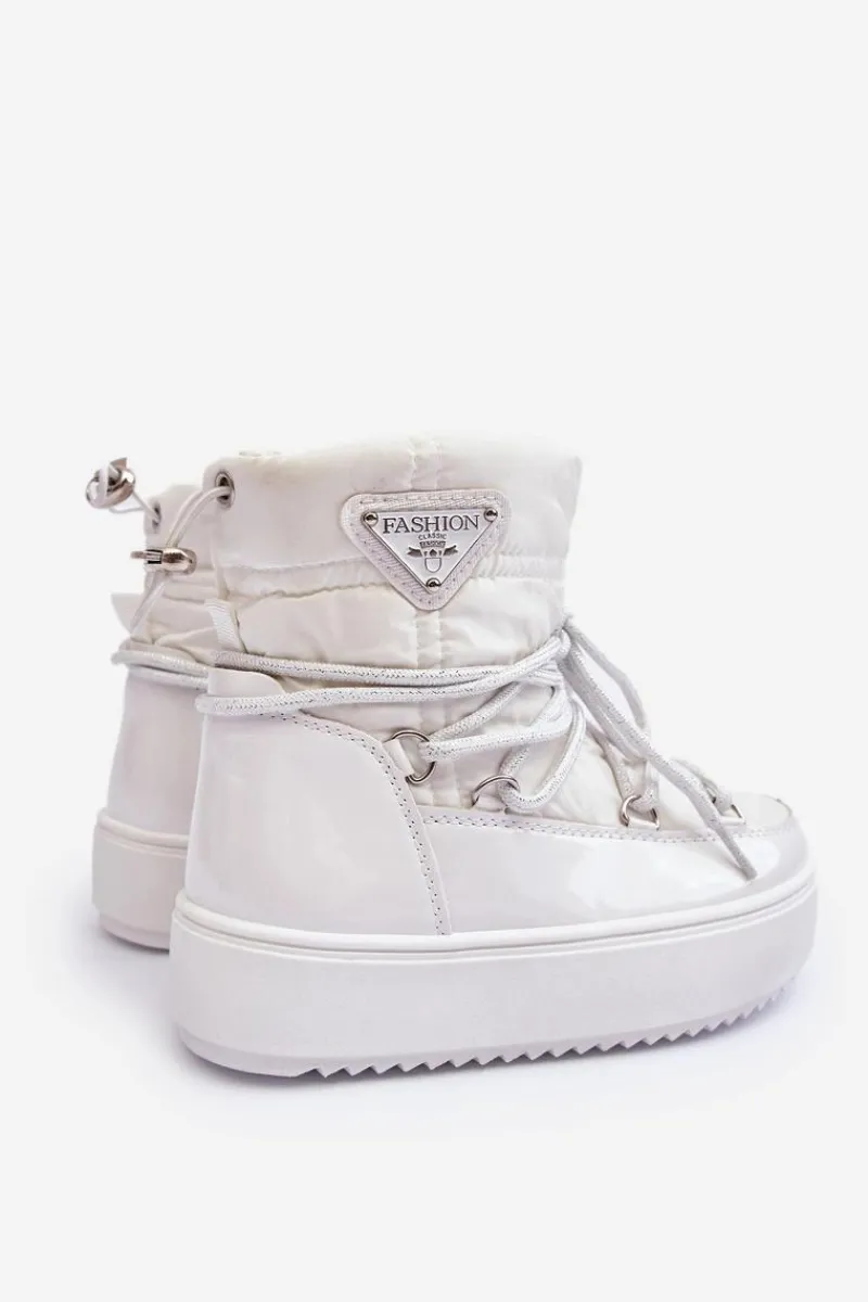 Hot Boto Dziecięce Śniegowce Ocieplane Sznurowane Białe Colina