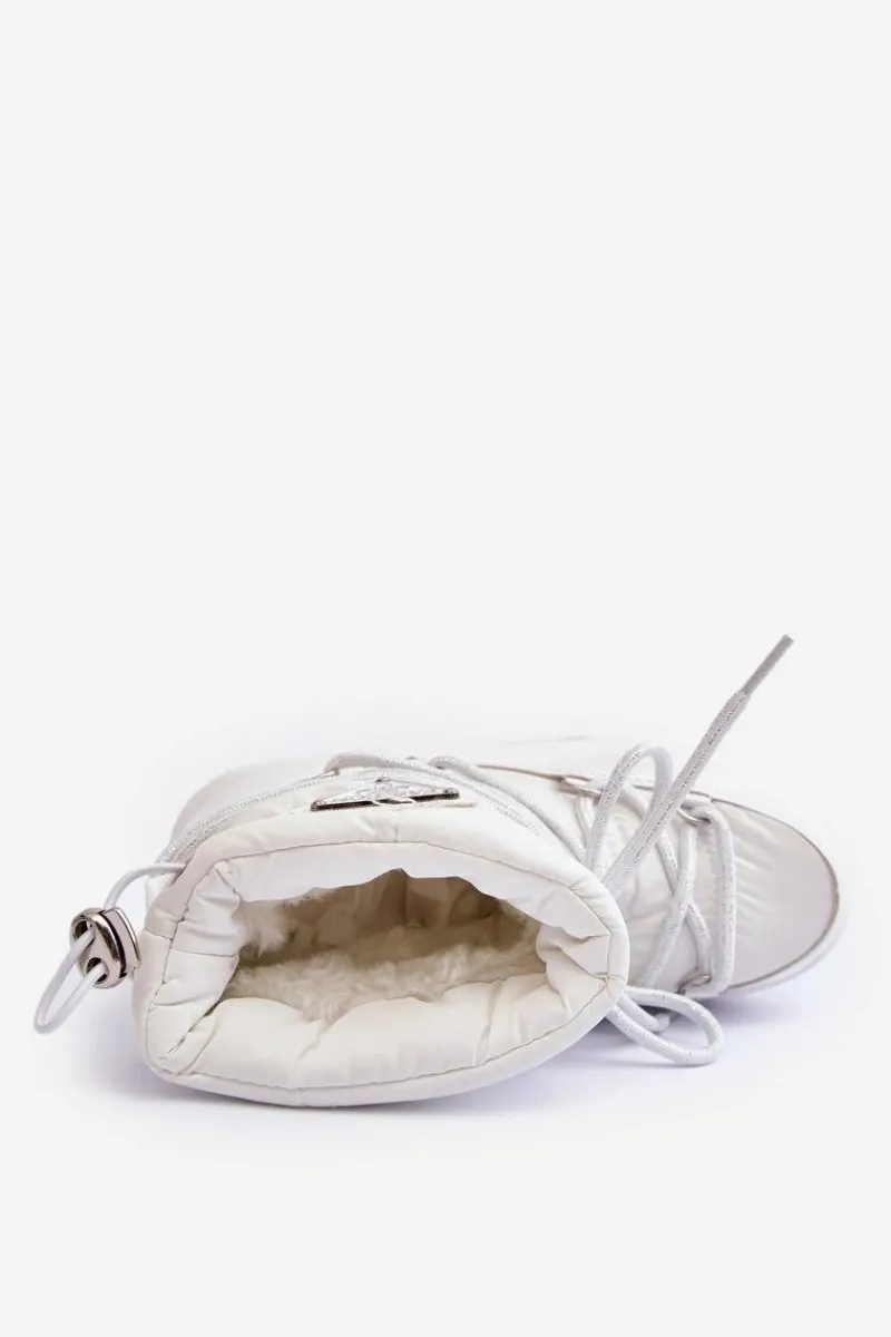 Hot Boto Dziecięce Śniegowce Ocieplane Sznurowane Białe Colina